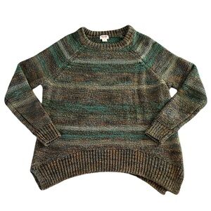 Mossimo Women’s Knit Sweater Size S Green Brown Ombre Marled Pullover Crewneck